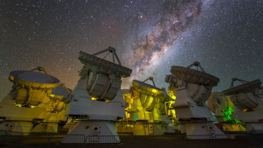 A large millimeter array of Atacam in the Chilean desert, part of the Event Horizon telescope.