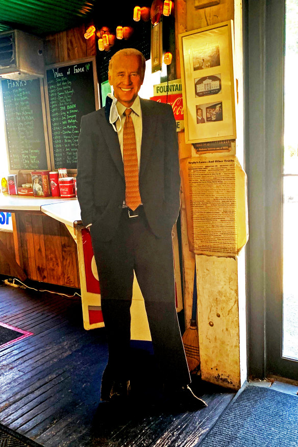 A cardboard cut-out of Joe Biden at a sandwich shop in his childhood home town Scranton.