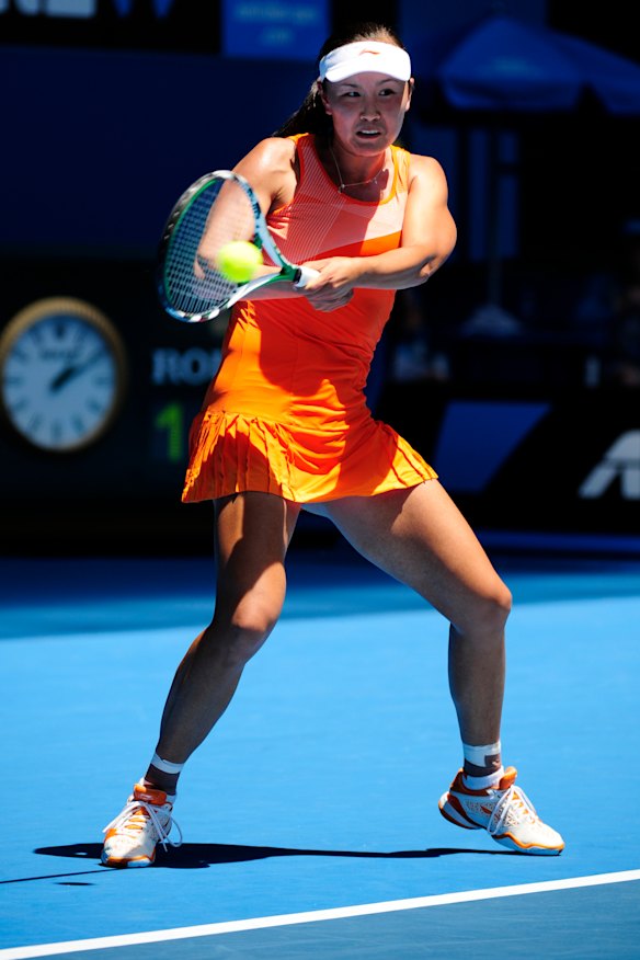 Peng Shuai playing in the Australian Open in Melbourne in 2011.