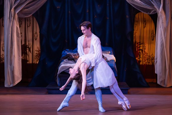 Grace Carroll as Juliet and Joseph Caley as Romeo.