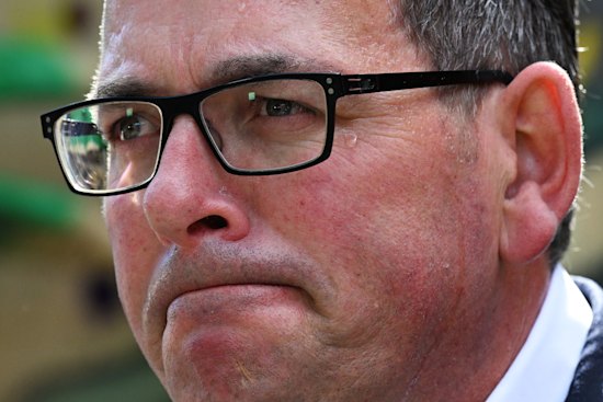 Victorian Premier Daniel Andrews addressing the media on Monday.