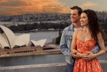 Billy Bourchier play Tony and Nina Korbe is Maria in Opera Australia’s re-staging of West Side Story on Sydney Harbour.