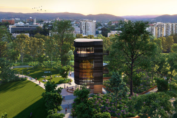 A new treehouse and cafe is planned for Brisbane’s new Victoria Park/Barrambin.