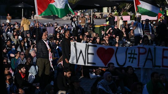 A pro-Palestinian rally in Federation Square on October 27.