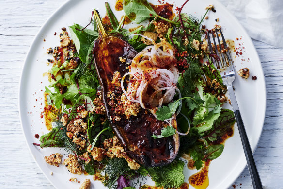 Sichuan pepper roasted eggplant with crispy chilli tofu.