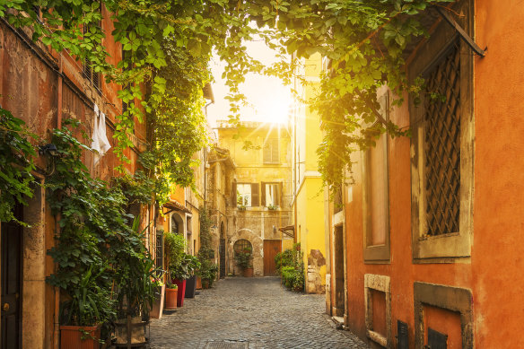 One of Trastevere’s cobblestone streets.