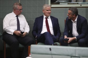 Nationals MPs Mark Coulton, Michael McCormack and Darren Chester in June