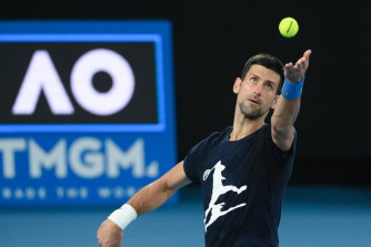 Novak Djokovic training in Melbourne earlier this week. 