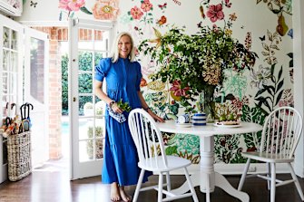 “This house brims with English charm, quirk and wonderful energy,” says Penelope. “The whimsical wallpaper, by artist Nathalie Lété, is a play on the kitchen garden it overlooks.” 
