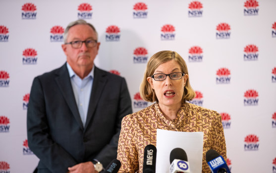 NSW Chief Health Officer Dr Kerry Chant and NSW Health Minister Brad Hazzard on Sunday.