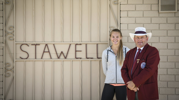 Sarah Blizzard and her father Neil, who is a junior vice president of Stawell Athletic Club.