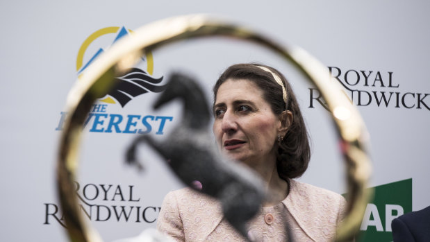 Premier Gladys Berejiklian was one of several state government ministers to turn up at The Everest horse race at Royal Randwick.