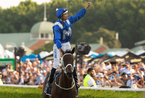 A couple of greats: Hugh Bowman and Winx celebrate another victory at Randwick where she will have a grandstand named in her honour.