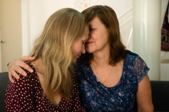 Olena with her mother, Viktoriia, who arrived in Sydney this week after fleeing the Ukrainian capital.