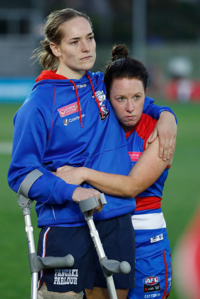 Isabel Huntington ruptured an ACL in the Western Bulldogs’ season-opener last season.