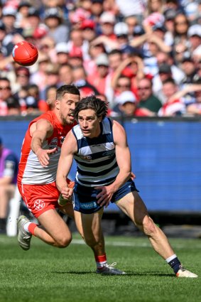 Gryan Miers in action during the grand final against the Swans.