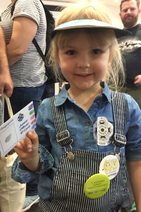 Eloise Nye, from Wynnum at the police exhibit with her junior officer passport.