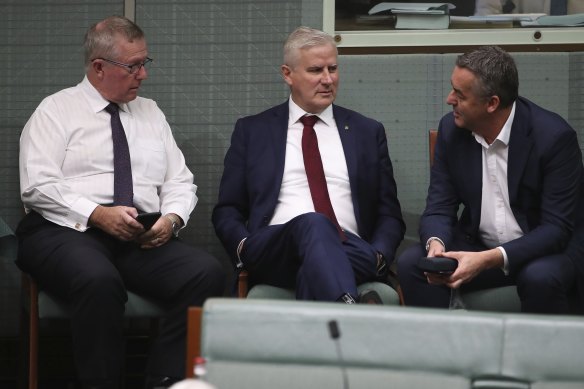 Nationals MPs Mark Coulton, Michael McCormack and Darren Chester in June
