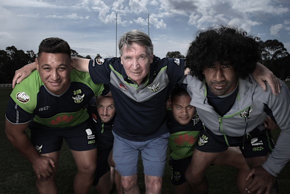 Dennis Richardson with the Canberra Raiders at the club’s HQ in 2017.