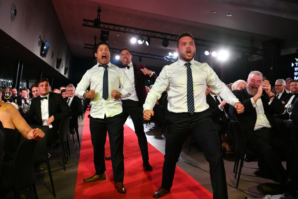 Issac Luke was part of the impromptu haka by Kiwi players at the Dally Ms in 2018.