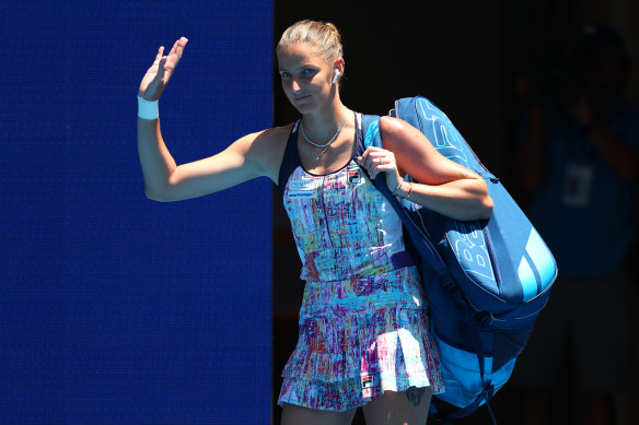 Karolina Pliskova at Melbourne Park on Monday.