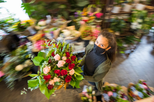 North Carlton florist Rahnee Moller called in friends to help rush out Valentine’s Day orders before lockdown.