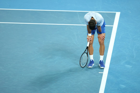 Novak Djokokic during Sunday’s match against Adrian Mannarino.
