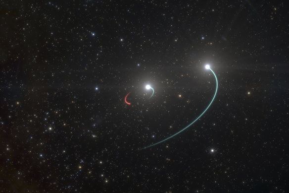 An illustration of the status of HR 6819 star system in May 2020.