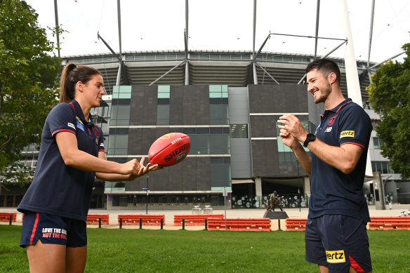 Libby Birch and Alex Neal-Bullen at the MCG on Monday. 