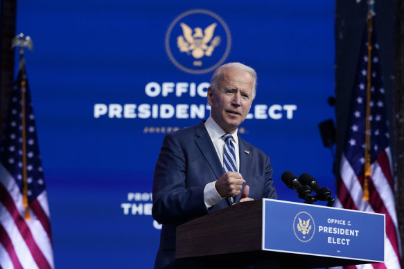 Joe Biden says the presidential transition is proceeding smoothly, despite Donald Trump's refusal to acknowledge defeat. 