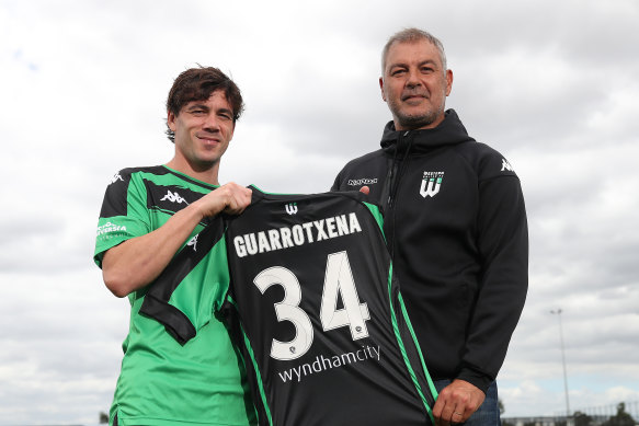 New Western signing Iker Guarrotxena with coach Mark Rudan.