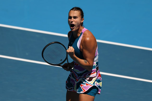 Victorious: Aryna Sabalenka is through to the quarter-finals.