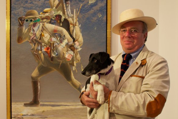 2012 Archibald Prize winner Tim Storrier and his work titled The Histrionic Wayfarer (after Bosch).