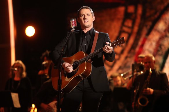 Sturgill Simpson performs at the Grammy Awards ceremony in February 2017.