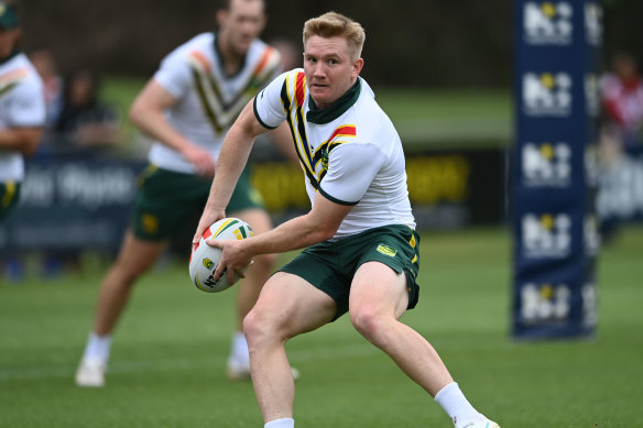 Tom Dearden at Kangaroos training ahead of the Pacific Championships.