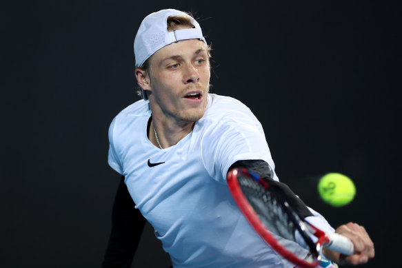 Canadian Denis Shapovalov (pictured) is two sets up against Japan’s Taro Daniel.