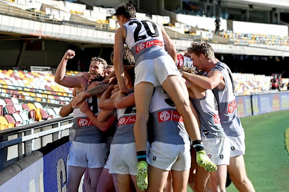 The Power swamp Gray after his goal.