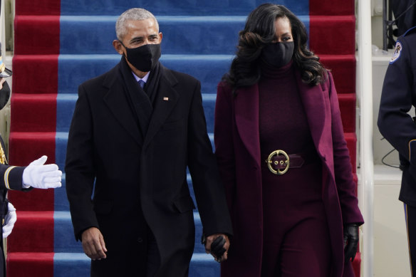 Barack and Michelle Obama at Joe Biden's inauguration.