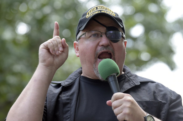 Elmer Stewart Rhodes, the founder of the citizen militia group known as the Oath Keepers, seen in a file picture.