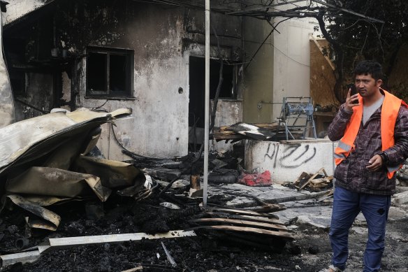 The burnt out refugee centre on the island of Lesbos, Greece.