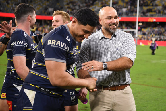 Todd Payten with Jason Taumalolo.