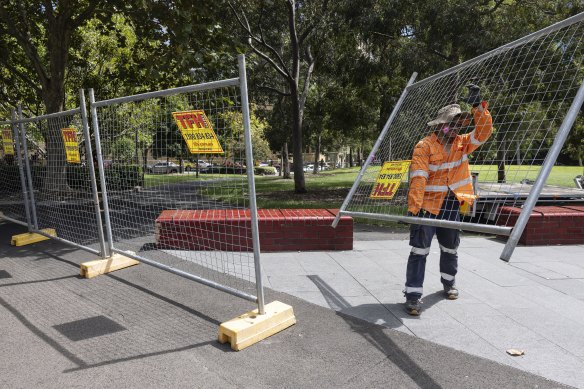 Harmony Park in Surry Hills was fenced off on Tuesday after asbestos was found.