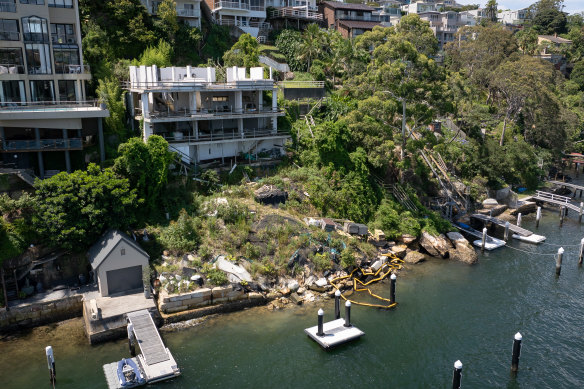 An aerial view of the mansion at Seaforth on Sydney’s lower north shore last week. 