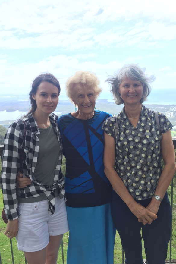 Moore-Gilbert with Gran Marjorie and mum Jenny, just after her release.