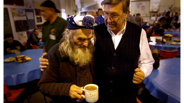 The former priest founded Sacred Heart Mission 35 years ago in Grey Street, St Kilda, to help the homeless and vulnerable.