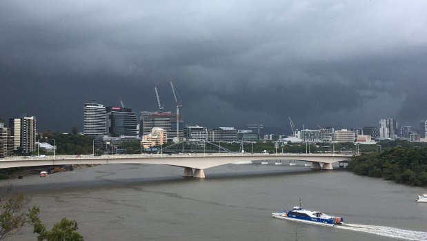 Storm clouds rolling in across Brisbane.