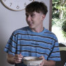 Brothers Jude and Nate Roberts enjoying a healthy breakfast at their home.