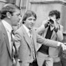 Christopher Dale Flannery (second from left) entering court.