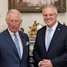 Then Prince Charles, Now King Charles, with former prime Minister Scott Morrison, who was awarder in the 2025 King’s Birthday Honours.