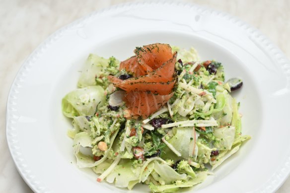 Elster’s broccoli salad with optional cured salmon.